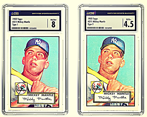 Image of 2 versions of 1952 Mantle